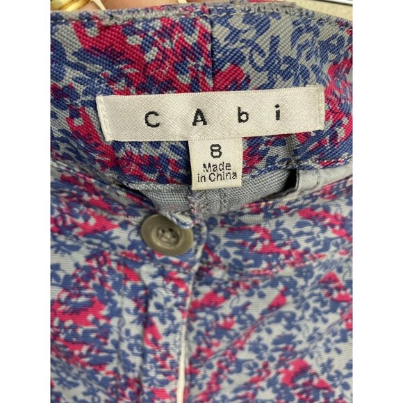 Cabi Straight Leg Floral Pants Womens size 8 Purple Casual Career Office Boho - Picture 3 of 11